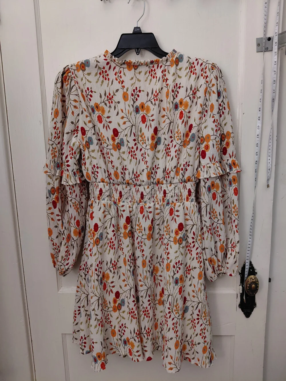 Hayden Los Angeles Floral Print Ruffle Sleeve Mini Dress Cream & Orange Large